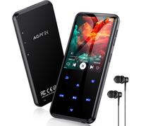 64Go MP3 Bluetooth avec Haut-Parleur, 2.4"" Grand Écran Lecteur MP3 en Métal Qualité Sonore HiFi Audio MP4 Baladeur Sport de Bouton Tactile Radio FM Podomètre Enregistreur 60H de Musique-Noir