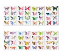 64pcs Autocollants Papillon, Autocollants Muraux Papillon Amovibles Autocollant Fleur Papillon Aquarelle Papillons Decoratifs Autocollants pour Scrapbooking l'Artisanat Décoration de Fête