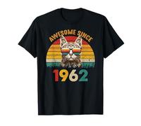 64th Birthday Gift Vintage Cat Lover Awesome Since 1962 T-Shirt