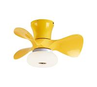 64W Ventilateur De Plafond Avec Lumière Et Télécommande Petit Ventilateur Plafond Dimmable 6 Vitesses Minuterie Moderne Silent Plafond Ventilateur Lampe Pour Chambre à Coucher Chambre D'enfant,Jaune