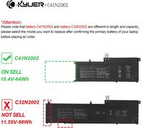 64Wh C41N2002 Laptop Battery for ASUS ZenBook Pro 15 OLED UX535 UX535L UX535LH Series 15.6 inch i7-10750H GTX 1650 UX535LH-BN150T UX535LH-BN128R UX5355LH-BN128R UX5355L LH-BN03 3 UX535LH-BO124T Series