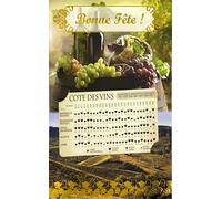 65-1124-BBF Carte de Vœux BONNE FÊTE avec Côte des Vins Rouges Français détachable Format Carte de Visite 9x5,5cm avec Enveloppe Format 12x17,5cm Fêter un prénom Saint Vincent patron des vignerons