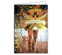 65-1284 Carte Heureux ANNIVERSAIRE CHASSE en Or Doré Brillant - Avec enveloppe - Format fermé 115x170mm ; Fabrication Française