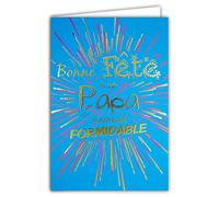 AFIE 65-1286 Carte Personnalisée Bonne Fête à un Papa vraiment Formidable - Or Doré Brillant - avec Enveloppe - Format Fermé 115x170 mm - Fabrication Française - Bleu