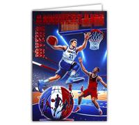 65-1422 Carte Joyeux ANNIVERSAIRE BASKETBALL Rouge Brillant avec Enveloppe 12x17,5cm Pour sportif sportive basketteur basketteuse qui marque un panier champion supporter équipe - Fabriqué en France