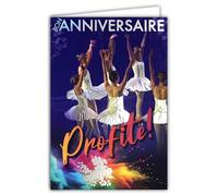 65-1432 Carte Bon Anniversaire Argenté Profite! Pour Fille Danseuse Classique Ballerine - Avec Enveloppe Blanche Format 12x17,5cm - Tutu Justaucorps Blancs Chignon - Fabriqué en France