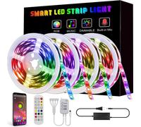 65,6FT 10M/15M/20M 5050 Smart LED bande légère étanche RVB lampe à corde avec Bluetooth Music Controller+ décorations avec télécommande Clearance Lig