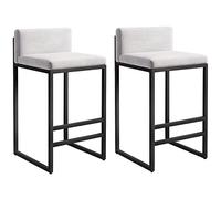 65/75 cm Tabourets de Bar, Ensemble de tabourets de Bar de 2, Selles de comptoir de Hauteur Hauts chaises de Bar avec des Jambes en métal Noir et Repose-Pied, Velours Siège rembourré