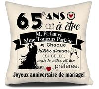 65 Ans à être Monsieur Parfait et Madame Toujours Parfaite 60ème Anniversaire de Mariage Coussin de Mariage pour Les Couples Mari Femme Maman Papa Grand-mère Grand-père Joyeux Anniversaire (65 Ans-a)