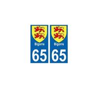 65 Bigorre blason autocollant plaque - Angles : droits