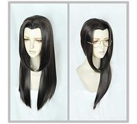 65 cm ancien Style chinois cheveux hommes guerrier longue droite noir brun Cosplay perruque épéiste Costume jouer perruques pour Halloween