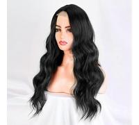 65 cm Femmes Ombre Ondulé Perruque complète Cheveux humains Perruque longue bouclée Wig, Noir