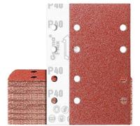 65 Feuilles Abrasif 93x185mm Grain 40 Papier de Verre 8 Trous Rectangulaire pour Ponceuse