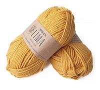 65 % laine et 35 % alpaga pour tricoter et crocheter, 3 ou léger, peigné, poids DK, gouttes Lima, 1,8 oz 109 verges par pelote 2923 Gold Rod