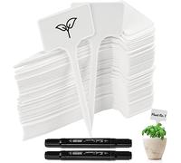 65 pièces Etiquette Plante Jardin Exterieur Marqueurs en Plastique de Type T Plastique Etiquette Potager avec 2 pièces Stylo étanche Etiquetage Réutilisable et Accessoires pour Plantes(Blanc)
