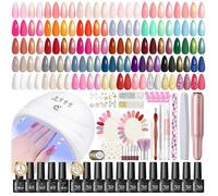 65 x Complete UV Gel Nail Kit with Nail Polish Lamp, 35 Colours Semi-Permanent Nail Polish Nude Red Blue Brown Gree VERNIS A ONGLES