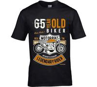 65 Year Old Legendary Biker Vintage Motorcycle 65Th Birthday Gift Fashion Unisex 100% Cotton Short-Sleeve T-Shirts Black XL