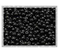 650 beads (50g) 4 mm (0.16in) round pressed Druck glass beads, small beads for stringing, big pack Jet Black