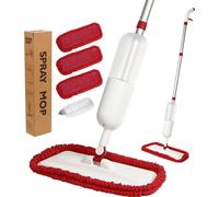 (650 ml) Balai à laver en spray pour le nettoyage des sols, balai à laver les sols avec un flacon pulvérisateur rechargeable et 3 tampons lavables, balai plat pour le nettoyage des sols à la maison, c