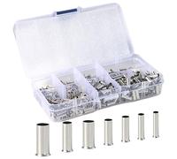 650 Pièces Connecteurs Bout à Bout Non Isolés, Kit de Cosses Électriques a Sertir, Kit de Terminaison de Sertissage de Câble de Virole Bout à Bout Non Isolées - 0,5/0,75/1,0/1,5/2,5/4,0/6,0mm²