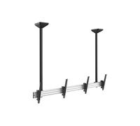 Equip 650373 Support Plafond Double Écran 45-55" VESA 200x200 à 600x400, Inclinaison 0° à -20°, Charge Max 100kg, Gestion Câbles, Noir/Argent