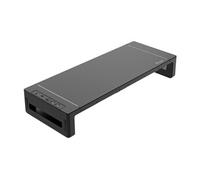 Equip 650883 Support Bureau Écran Plat Noir 25kg, Concentrateur USB 3.2 Gen 1 (3.1 Gen 1) Ports Type A/C, Tiroir, Compartiment Tablette, 200x520x85mm