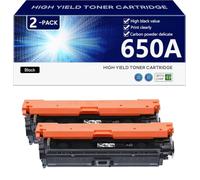 650A Cartouche de Toner Compatible CE270A CE271A CE272A CE273A pour HP CP5520n CP5520dn CP5520xh CP5525n CP5525dn CP5525x Imprimantes, Haute Capacité 15000 Pages, Impression Nette,Black-2 Pack