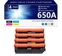 650A Cartouche de Toner de Remplacement Compatible CE270A CE271A CE272A CE273A pour HP CP5520n CP5520dn CP5520xh CP5525n Imprimantes, Haute Capacité 15000 Pages, Installation Facile,BCMY-1 Pack