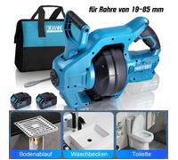 650RPM Kit de Déboucheur de Canalisation Batteriex2+Chargeur, pour Flexible Spiralé de Ø19-85mm, Nettoyant Déboucheur Plomberie