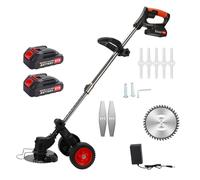 650W Cordles sans Fil Wacker et Tondeuse à Gazon 2-en-1, Coupe-Corne 21V sans balais avec Tige télescopique, Lame de 6 ", Batteries 2x2000mAh, Weedeater antisive pour la Cour, Le Jardin, Le Parc No