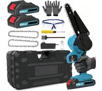 650W Coupe Branche Électrique Scie Sans Fil,12 Pouces Mini Tronconneuse a Batterie avec 2 Batteries 2 Chaînes l'Élagage Outils, Mini Scie à Chaîne Électrique pour Jardin,Cour Bois (2 Batteries)