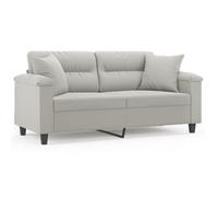 651869& Canapé 2 places - avec oreillers gris clair 140 cm - L170 x P77 x H80 cm