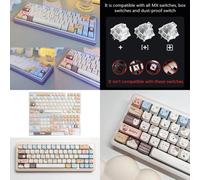 652F 140 touches Keycaps Cartoon Sea Salt Kitten PBT Jeu de touches améliore l’expérience de frappe pour clavier mécanique personnalisable