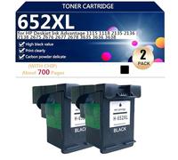 652XL Cartouche d'encre Haute Capacité Compatible pour HP Deskjet Ink Advantage 1115 1118 2135 2136 2138 2675 2676 2677 2678 3635 3636 3638 Imprimantes (avec Puce),Black-2 Pack