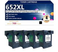 652XL Cartouche d'encre Haute Capacité Compatible pour HP Deskjet Ink Advantage 1115 1118 2135 2136 2138 2675 2676 2677 2678 3635 3636 3638 Imprimantes (avec Puce),Black-4 Pack