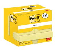 Post-it Bloc autocollant Pack promo 8+4 blocs gratuits 100 feuilles 38x51 mm Jaune pastel
