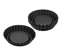 6531 Moules À Tartelettes Renversées Par 6, Plats À Tartelettes, Moule À Tarte, Moule À Gâteau, Acier, Noir, 10,5 X 10,5 X 2 Cm