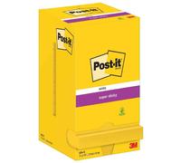 [654-S] Post-it Pack 12 Bloc-note adhésif Super Sticky Notes 76 x 76 mm jaune