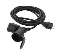 65434 Rallonge 3G1,5mm² 5m caoutchouc noir Nombre de prises : 2 GOOBAY