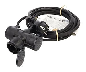 65437 Rallonge 3G1,5mm² 5m caoutchouc noir Nombre de prises : 3 GOOBAY