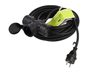 65439 Rallonge 3G1,5mm² 25m caoutchouc noir Nombre de prises : 3 GOOBAY