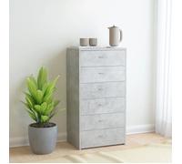 6555 Buffet bas Contemporain - Buffet De Cuisine Commode bahut vaisselier scandinave Meuble de rangement-avec 6 tiroirs Gris béton