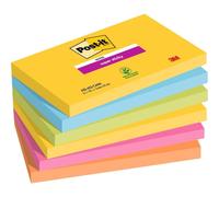[6556SR] Post-it Lot de 6 blocs SuperSticky Carnival 76x127mm - Bleu, Rose, O...