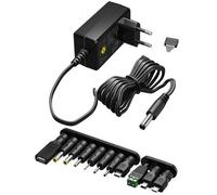goobay - Bloc d'alimentation Universel 5,5 x 2,1 mm CC avec 3 V - 12 V, Max. 3,6 W/1,2 A, avec 7 adaptateurs supplémentaires/interchangeables, Noir, 65592