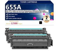 655A Cartouche de Toner (avec Puce) de Remplacement 434060 434061 434062 434063 pour HP Color LaserJet Enterprise M652n M652dn M653dn M653x 653dh Imprimante【Haute Capacité】,Black-2 Pack