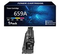 659A Cartouche de Toner Compatible pour HP 659A W2010A W2011A W2012A W2013A pour HP Color LaserJet Enterprise M856dn 856x MFP M776dn M776z M776zs Imprimantes avec Puce,BK-1 Pack