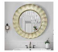 65cm Miroir Mural Rond, Miroir De Salle De Bain Vintage Décoratif, Miroir De Courtoisie Artistique pour Salon, Entrée, Salle À Manger, Style Campagnard(Champagne)