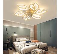 65cm Ventilateur de Plafond avec Lumière et Télécommande/APP Silencieux Créative Fleur Plafonnier Ventilateur Led Moderne Dimmable 6 Vitesse Réversible été Hiver pour Chambre Salon, Or