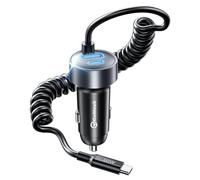 65W [35W+30W] Multi-Port USB C Chargeur Allume Cigare, 1.2M 30W USB C Câble Spiralé Pour Voiture, PD3.0 & QC3.0 Rapide Pour iPhone, Samsung, iPad, Android