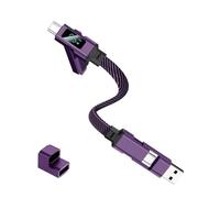 65W 4 In 1 Keychain Charger Cable Digital Display Connector Fast Charging Cord Portable Compact Keyring Durable Travel Accessory | For Daily Commuting Workplace Road Trips Airline Carry On Emerg